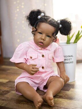 Realistic 20" African American Reborn Baby Doll, Soft Body Silicone, Gift for